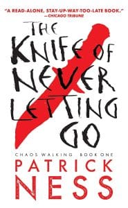 Book cover of Patrick Ness' The Knife of Never Letting Go.