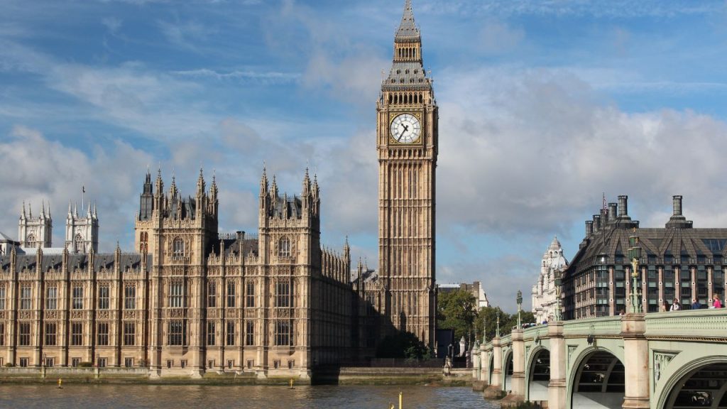 The Thames River and Big Ben in London, England.