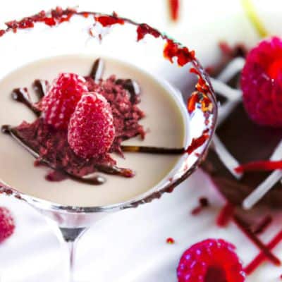 Left: Book cover of the Shadow of the Wind. Right: coffee-Infused Raspberry Daiquiri.