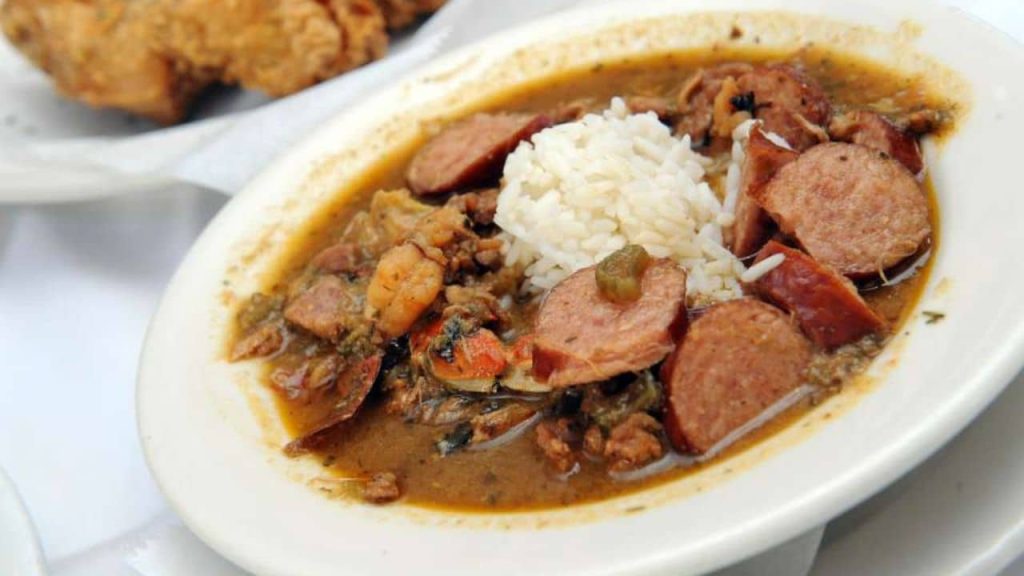 A bowl of classic New Orleans gumbo. 