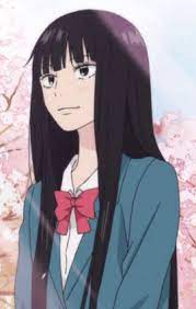 Kuronuma Sawako wearing her school uniform with cherry blossom trees in the background