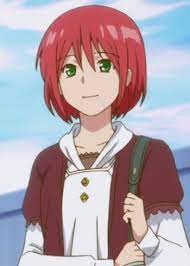 Shirayuki holding her bag standing outside the castle walls