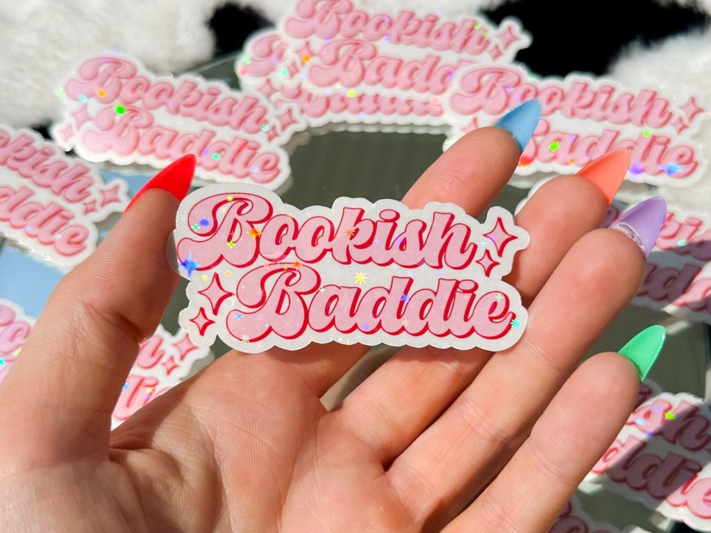 barbiecore book accesories bookish baddie pink cursive sticker