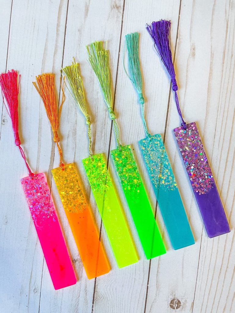 barabiecore book accessories bright neon glittery bookmarks in six different colors and matching tassels
