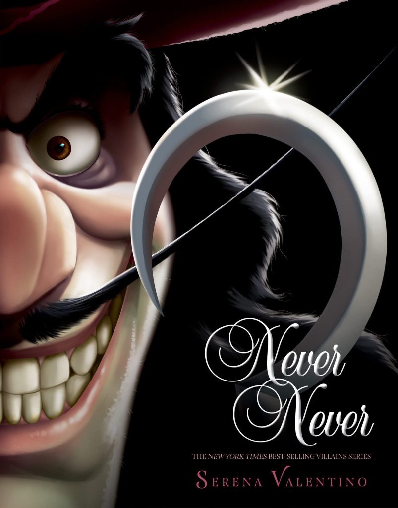 Never Never book cover with Disney's Captain Hook