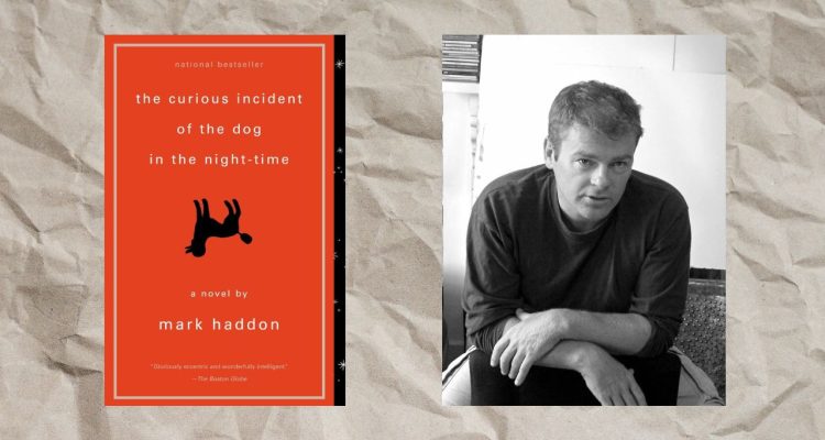 Left: Curious Incident of the Dog in the Night-time Book Cover. Right: Photograph of Mark Haddon.
