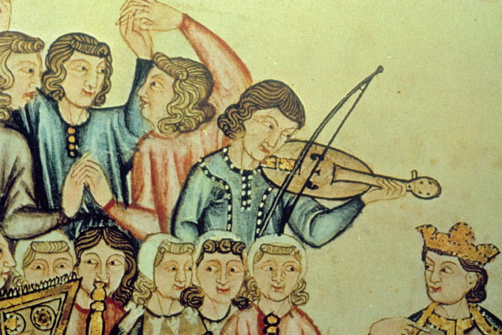 Medieval Histories Painting Of Troubadours Singing to the King