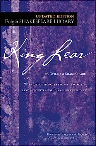 king lear book cover purple filter over forest landscape cursive title font