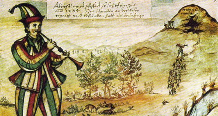 a-old-drawing-from-middle-ages-of-the-pied-piper-of-hamelin-playing-his-pipe