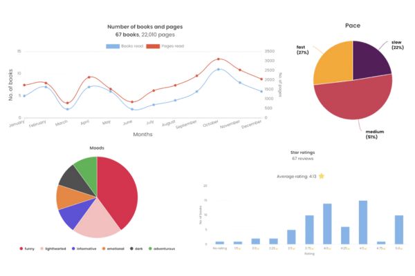 The StoryGraph statistics page.