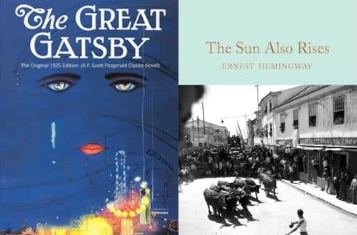 left: The Great Gatsby by F. Scott Fitzgerald
Right: The Sun Also Rises by Ernest Hemingway