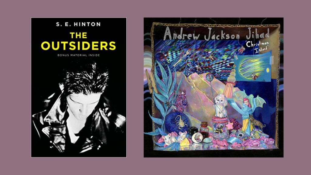 Left: the outsiders book cover. Right: Christmas Island album cover.