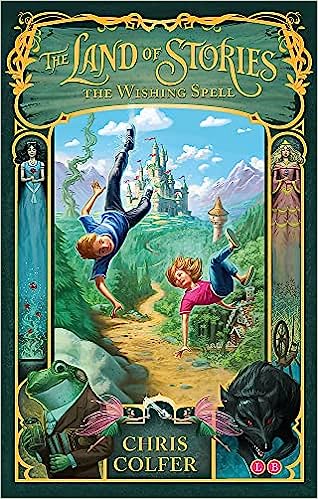 the land of stories the wishing spell book cover fairytale landscape with path leading up to castle and boy and girl falling into scene