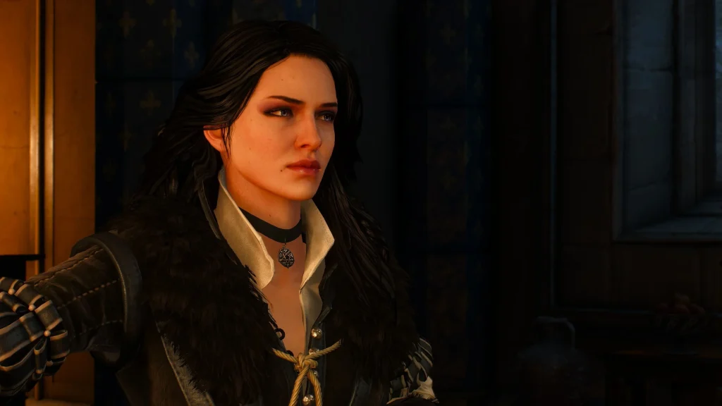 Yennefer of Vengerberg from the video games posing with her hands on her hips. 