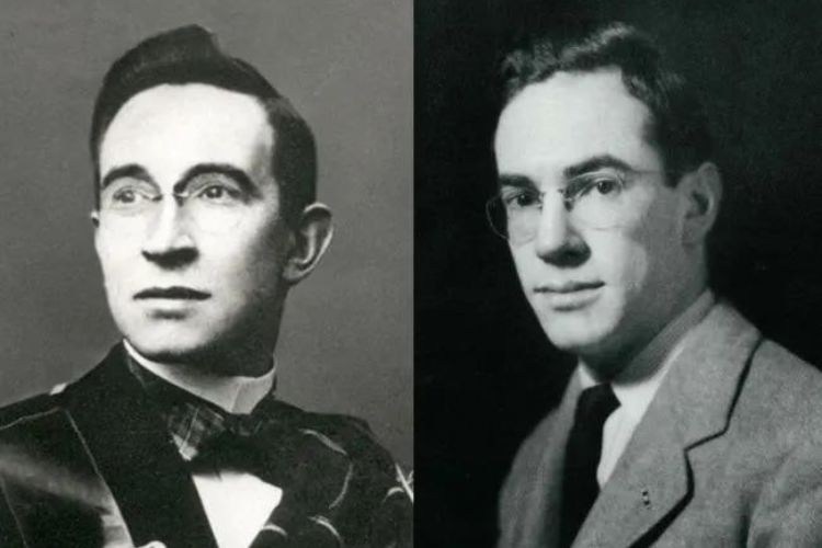 Young Malcolm Forbes in two different black and white images.