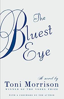 The Bluest Eye cover art. The Bluest Eye written in blue cursive on a white background.