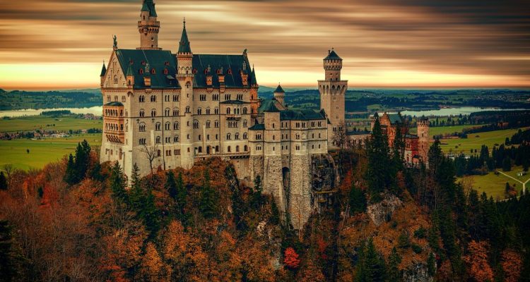 A German castle in autumn.