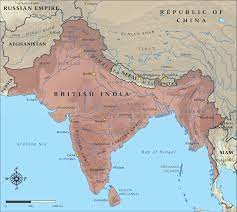 Map showing British India and how much territory in South Asia it controlled 