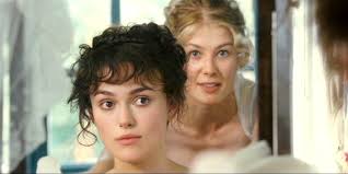 Elizabeth (left) and Jane (right) looking at each other in a mirror