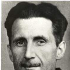 Black and white photo of George Orwell