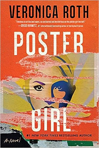 'Poster Girl' book cover showing a partial image of a woman's face with orange paint covering parts of her face