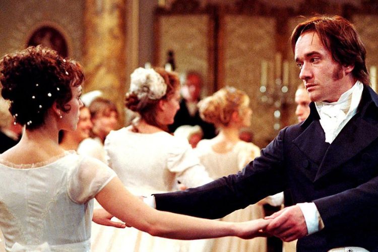 2005 Universal Studios adaptation of Jane Austen's Pride and Prejudice, Scene featuring Mr. Darcy and Elizabeth dancing.