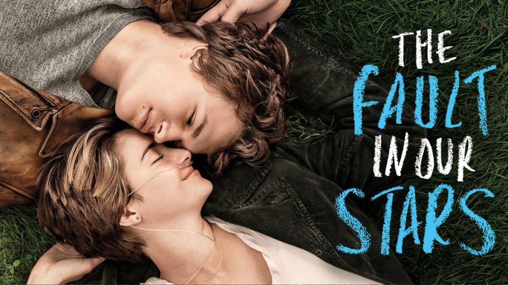 Disney Plus The Fault in our stars the two main Characters a boy and a girl resting in the Field movie poster 