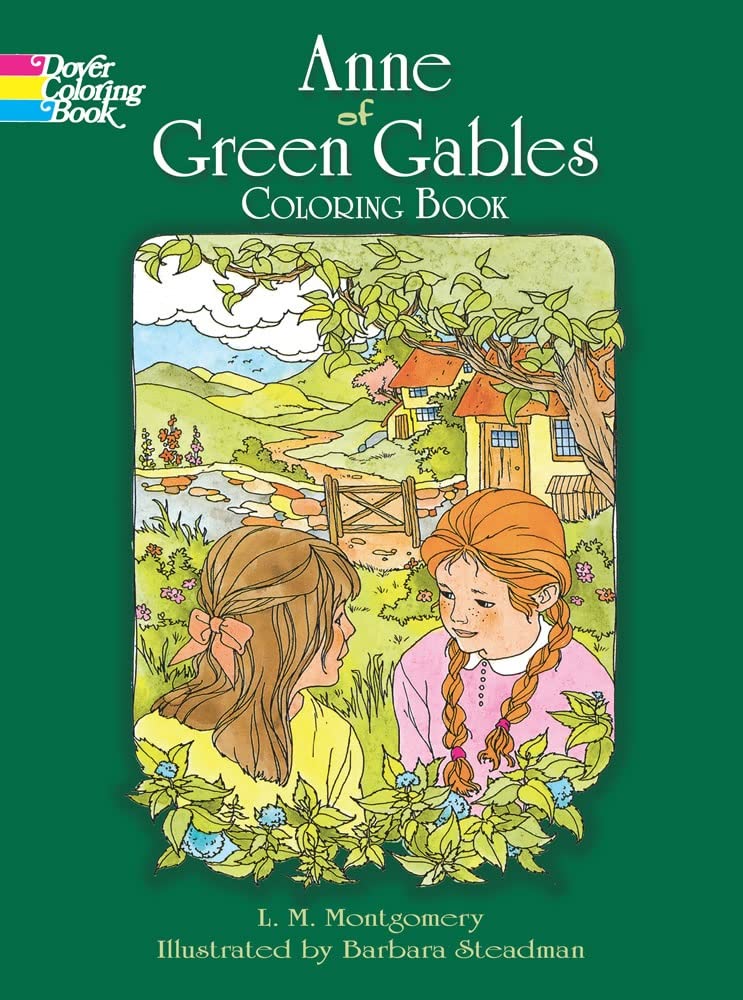 red haired girl with pigtails smiling at brunette girl in small village in the forest coloring book image