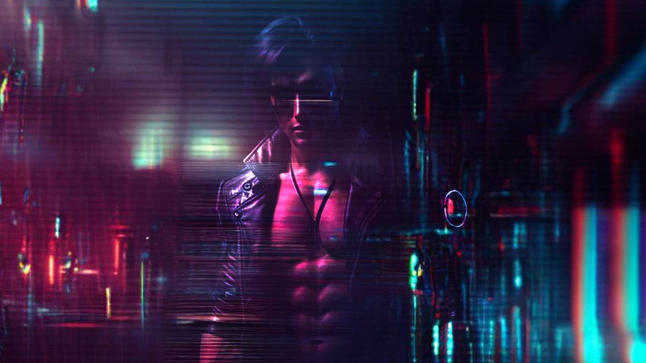 cyborg man in digital graphics