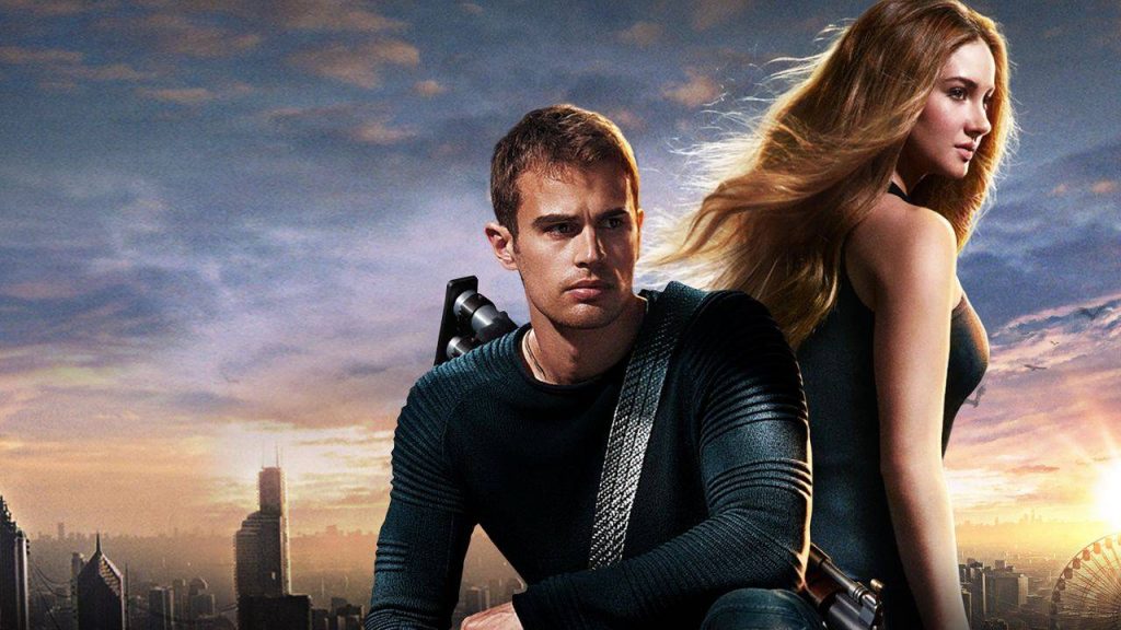 Theo James as Four and Shailene Woodley as Tris in the Divergent film.