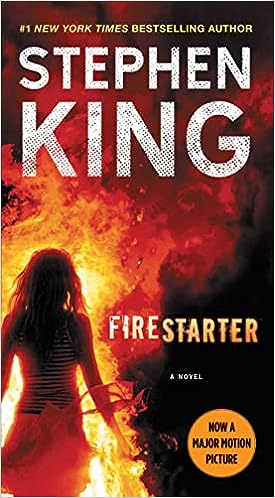 firestarter stephen king cover large flame with a girl's silhouette