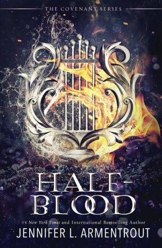 Half-blood cover by Jennifer Armentrout with a lyre on the front cover.
