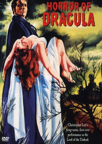 Dracula 1958 movie poster featuring Christopher Lee as Dracula carrying a woman in front of a castle