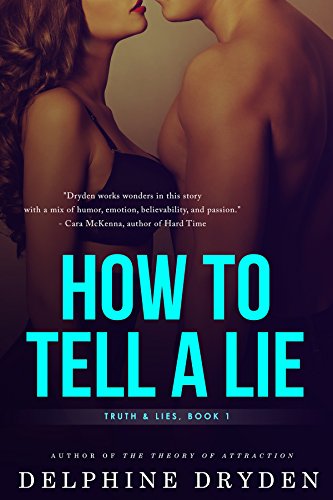 'How to Tell a Lie' book cover with a shirtless man and a woman wearing a bra facing each other