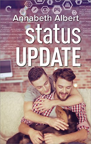 'Status Update' first game in 'Gaymers' by Annabeth Albert series book cover with two guys hugging