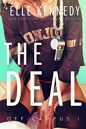the deal by elle kennedy book cover
woman sitting on her knees wearing a whistle 