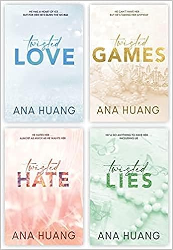 Twisted series by ana huang
From left to right- 
twisted love book cover
twisted games book cover
twisted hate book cover
twisted lies book cover