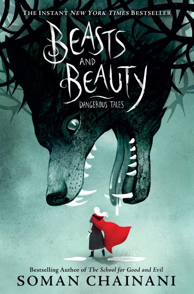 Beasts and Beauty Dangerous Tales wolf and red riding hood, aqua  background