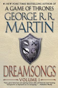 'Dreamsongs' by George R. R. Martin book cover tan background with a metal shield