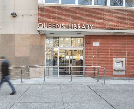 Queens Public Library Outside Front of the Library