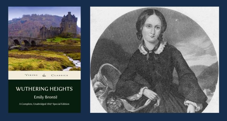 from left to right wuthering heights by emily bronte book cover sketch of emily bronte