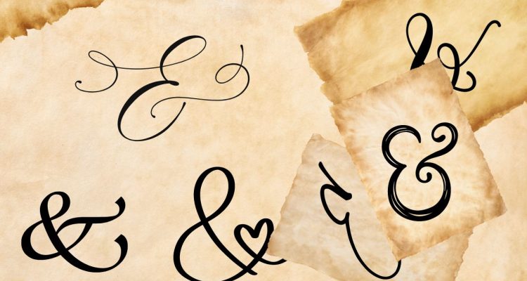 parchment sheets with a variety of ampersands