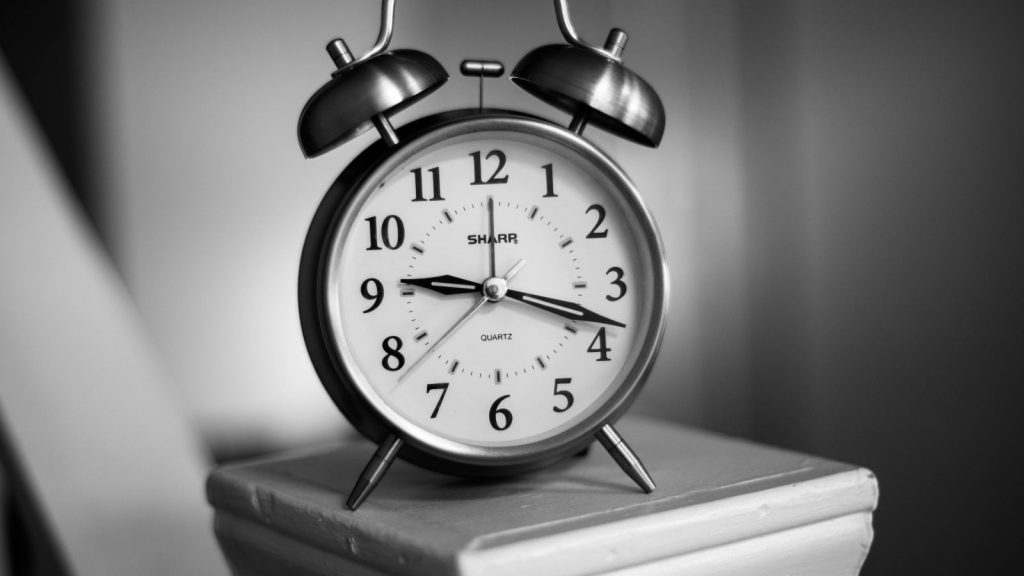 Alarm clock in black and white