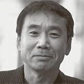 Black and white photo of Haruki Murakami