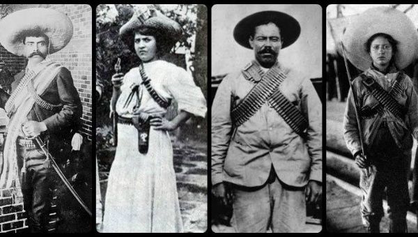Telesur English 4 different people during the Mexican revolution wearing the clothes of the time used for combat