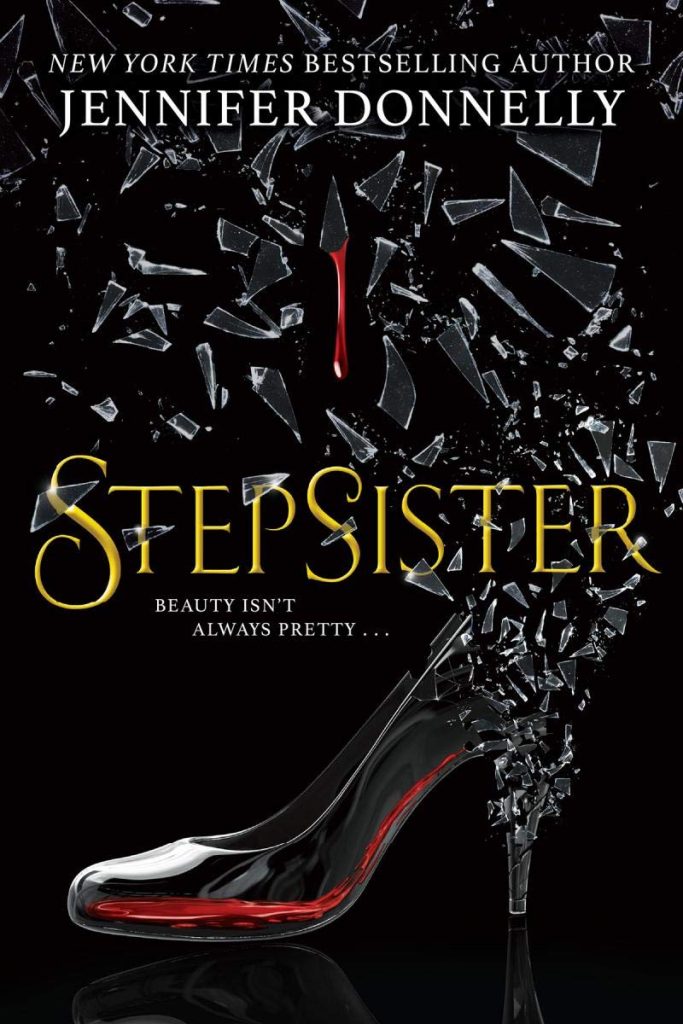 Stepsister glass slipper, black background