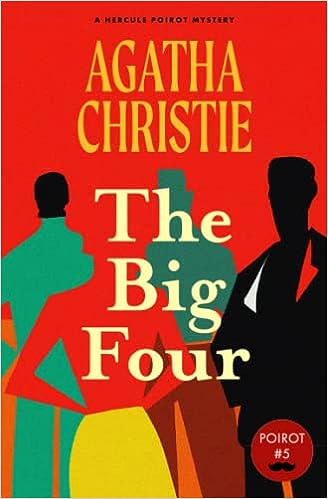 'The Big Four' by Agatha Christie book cover showing four silhouettes with bright colors