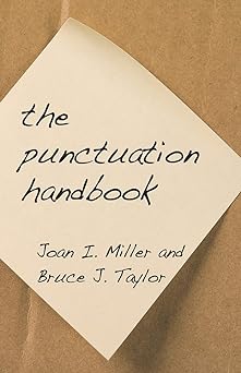 'The Punctuation Handbook' by Joan I. Miller and Bruce J. Taylor book cover with a sticky note and brown background