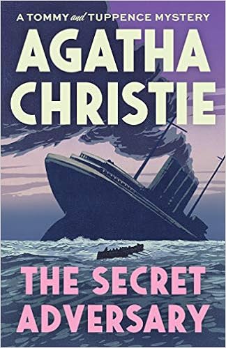 'The Secret Adversary' by Agatha Christie book cover with a large sinking ship and a small rowboat not far from it