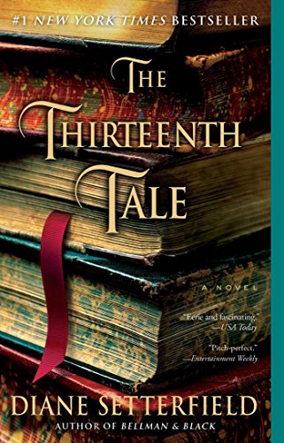 The Thirteenth Tale by Diane Setterfield,  book cover of a stack of classic books.
